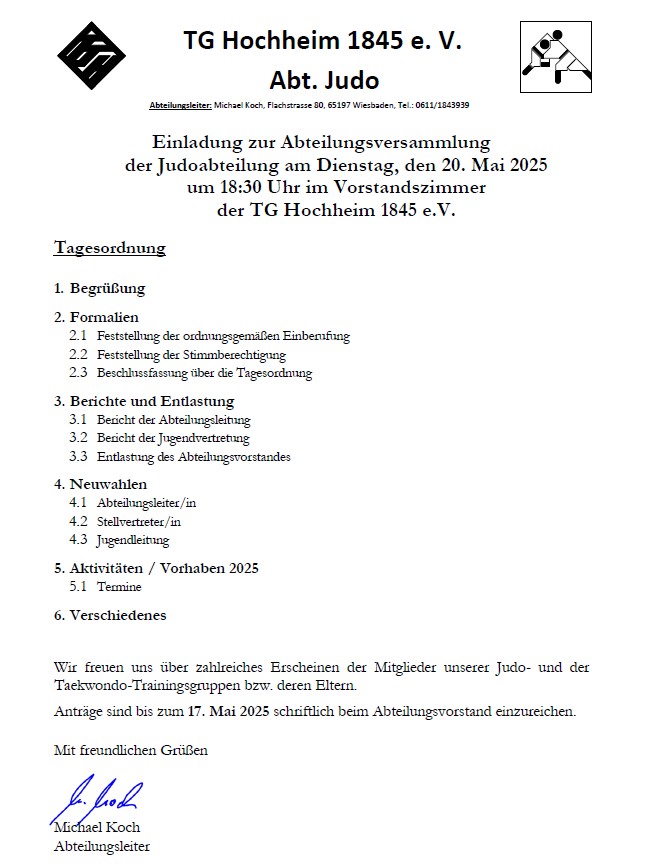 Abteilungsversammlung Judoabteilung 2025