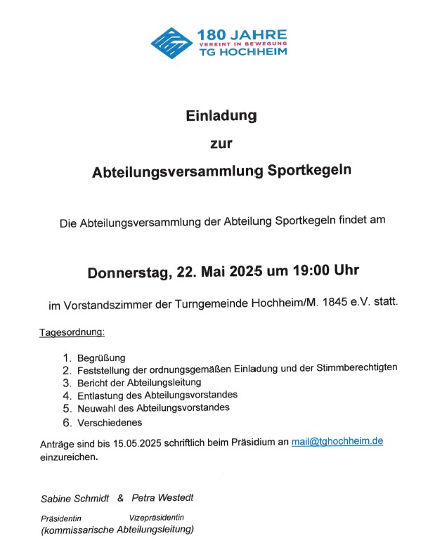 Abteilungsversammlung Kegeln 2025